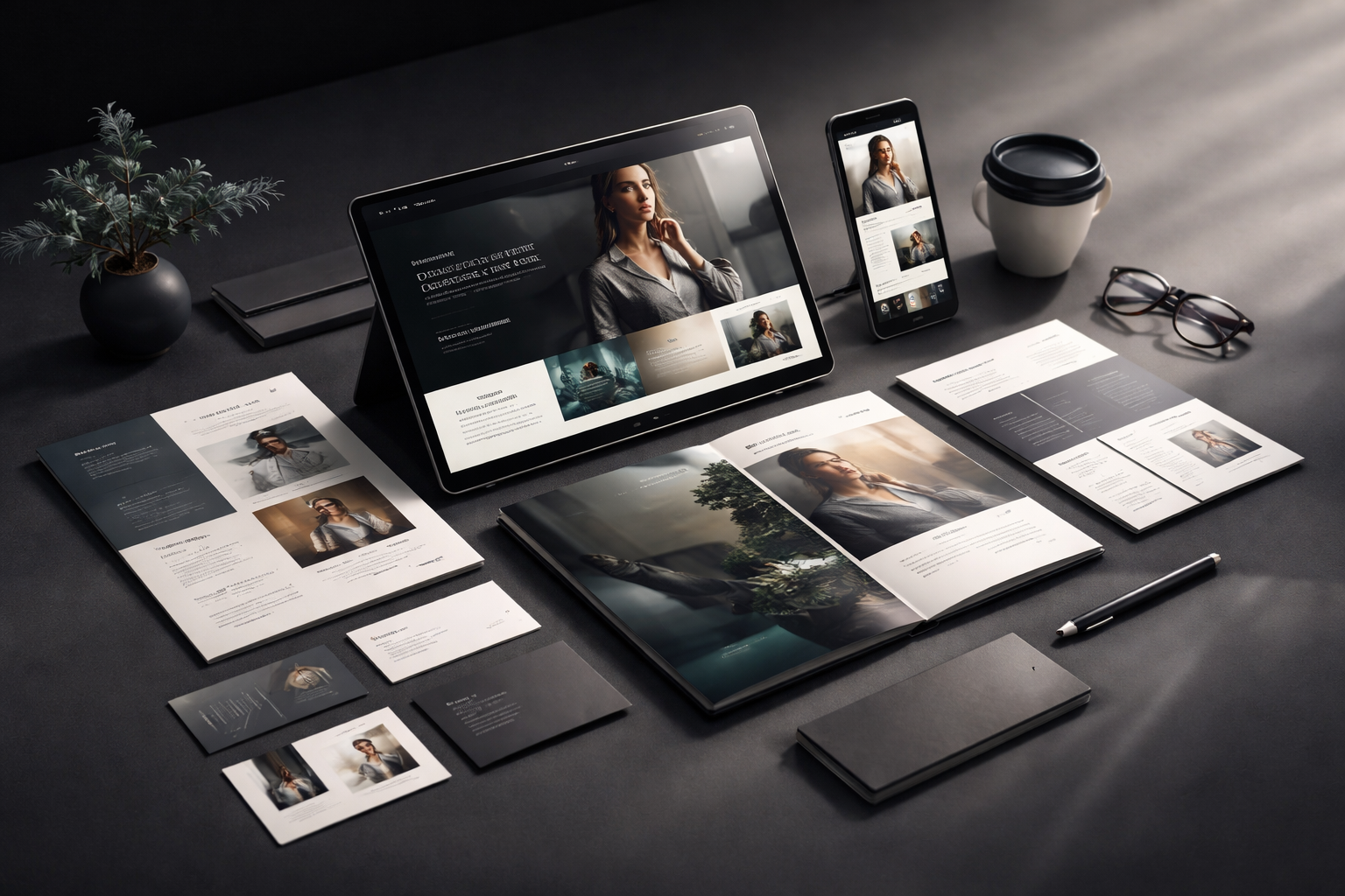 Premium visual design and media creation system applied across digital channels